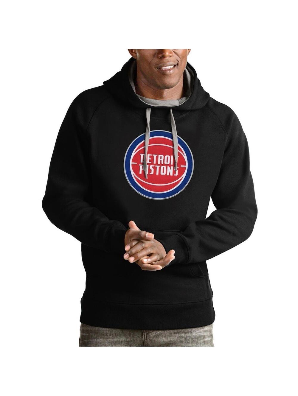 NWT Detroit Pistons Antigua Team Logo Victory Pullover Hoodie Black S (MSRP $95)